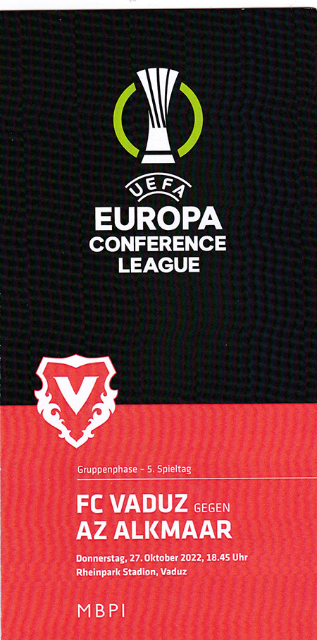 AZ Programma 27-okt-2022 Vaduz uit
